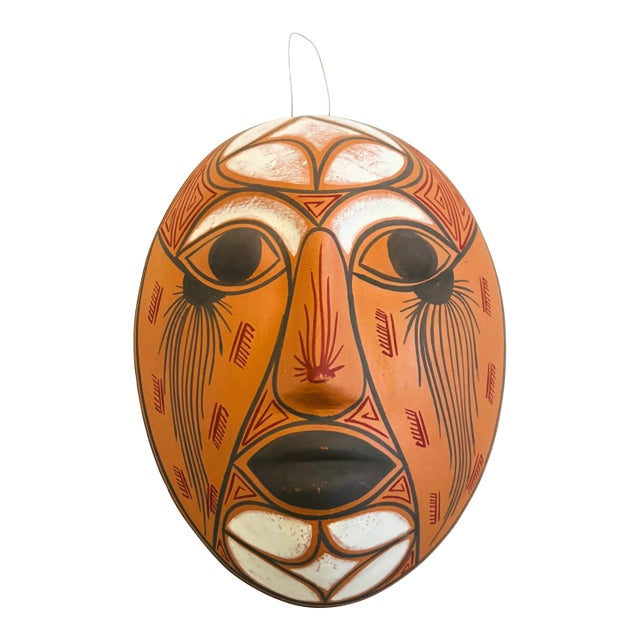 Vintage Terra Cotta Mask Wall Hanging For Sale