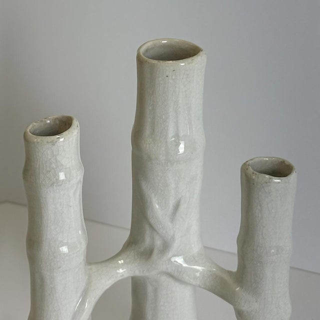 Victorian Bamboo-Form Spill Vase in Craquelure Stoneware, England, 1890 For Sale - Image 4 of 10