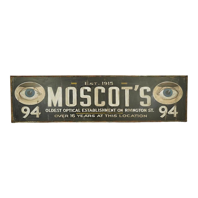 Newly Made Reclaimed Moscot's Optical Aluminum Marty Supreme Movie Prop Sign For Sale