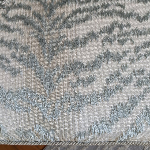 Cowtan & Tout Rajah Velvet Parsons Ottomans in Celadon - Pair For Sale - Image 12 of 13