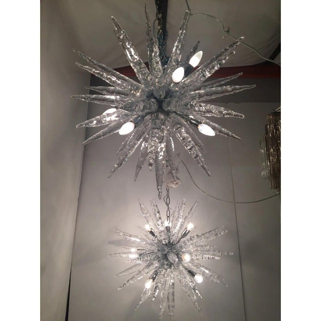 Early 21st Century Murano Glass Ice Clear Sputnik Chandeliers by Simoeng, Set of 2 For Sale - Image 5 of 8