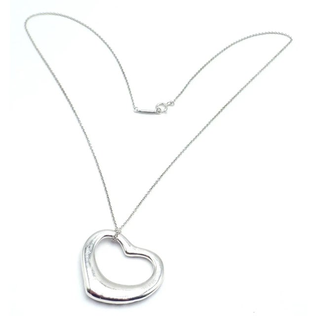 Metal Tiffany & Co. Peretti Platinum Diamond Large Open Heart Necklace $26000 For Sale - Image 7 of 10