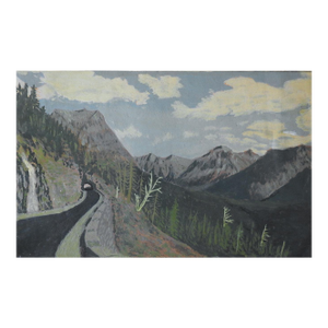 1940s Outsider Folk Art Mountain Road Landscape Painting