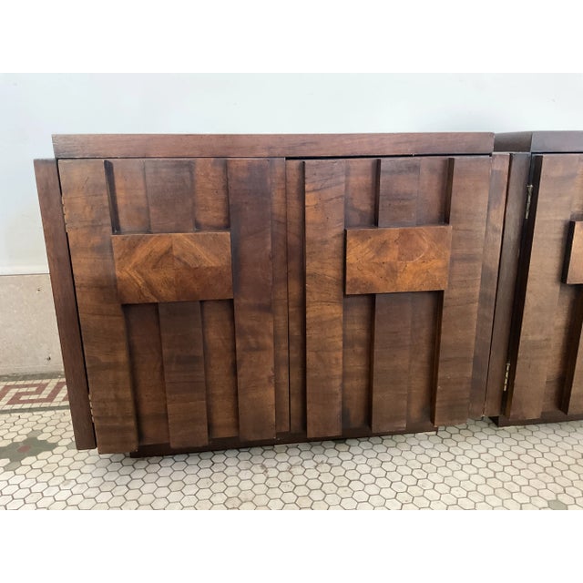 Lane Furniture Lane Brutalist ‘Stacatto’ Nightstands, a Pair For Sale - Image 4 of 11