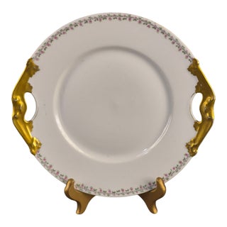 Mid 20th Century Limoges L. Bernardaud Gilded Handles Floral Border D & C France Platter #2 For Sale