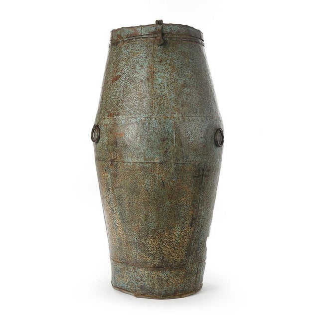 Patinated Metal Rice Reserve, 1920s For Sale - Image 4 of 4