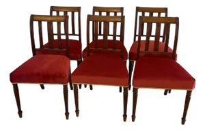 George III Mahogany Inlaid Dining Chairs, 1780s, Set of 6