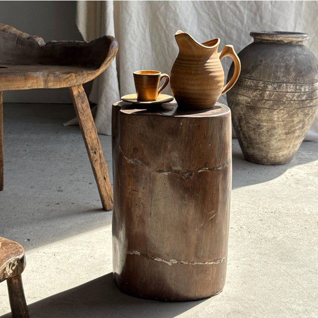 Side Table in Brown Petrified Wood, 1980s For Sale - Image 6 of 18