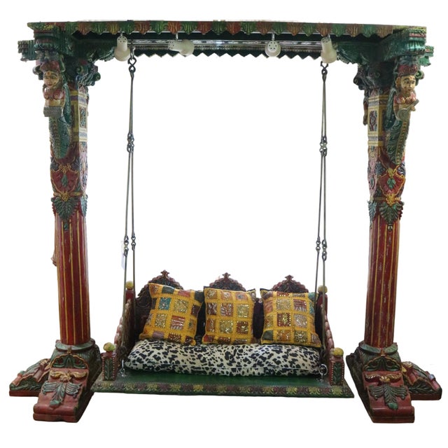 Exquisitely crafted and spectacularly colorful, this magnificent traditional Indian swing is sure to brighten your space....