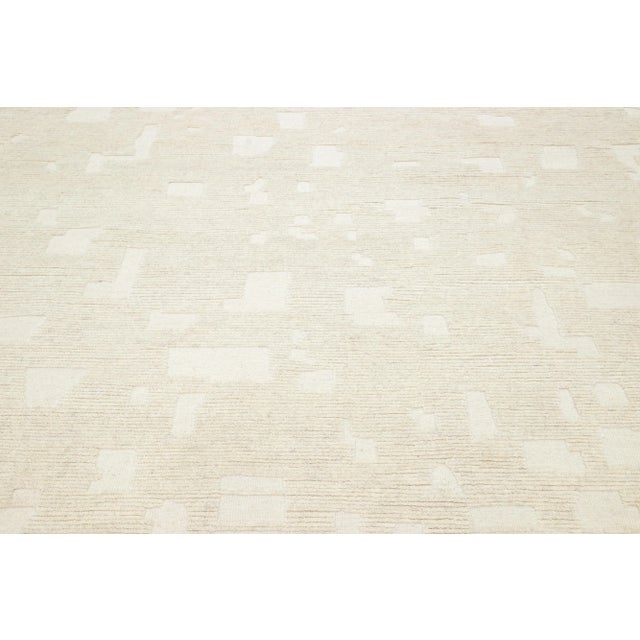 Ivory Modern Ivory Moroccan Style Wool Rug by Apadana Features a Minimalist Motif For Sale - Image 8 of 9