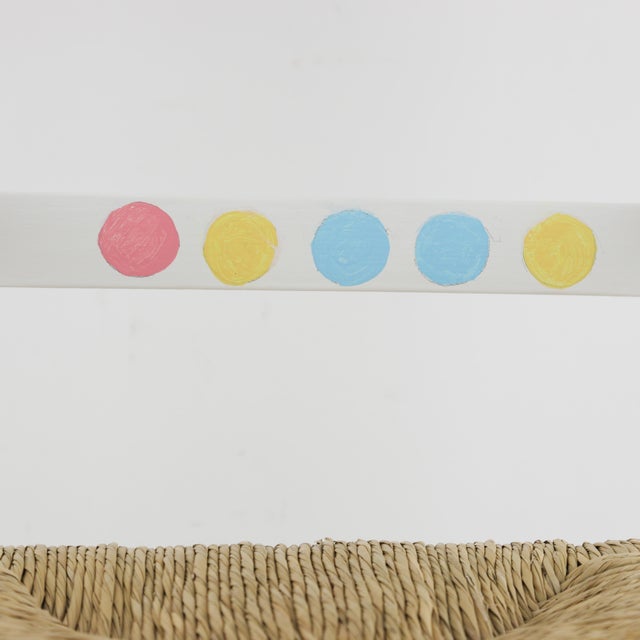 Lovely Hand-Painted Children's Rocking Chair With Hand-Woven Reed Seat Cushions For Sale - Image 9 of 12