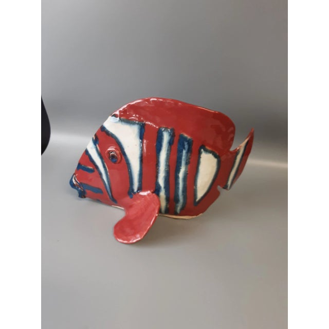Nautical Vintage 1970s Ceramic Clown Fish Signed For Sale - Image 3 of 7