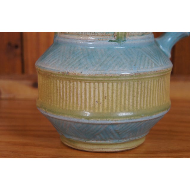 Antique Majolica Wardle Bamboo Basketweave Dogwood Flower Pitcher Jug For Sale - Image 11 of 12
