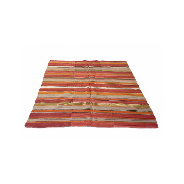 Mid-Century Modern Decorative Striped Vintage Kilim Rug - 5`3" X 7`1" For Sale - Image 3 of 6
