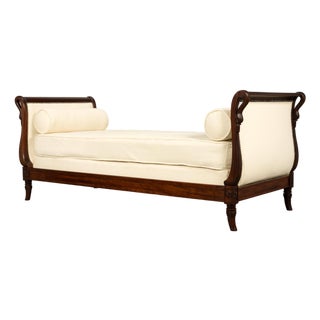 Early 19th Century French Empire Swan Neck Mahogany Daybed, Paris For Sale