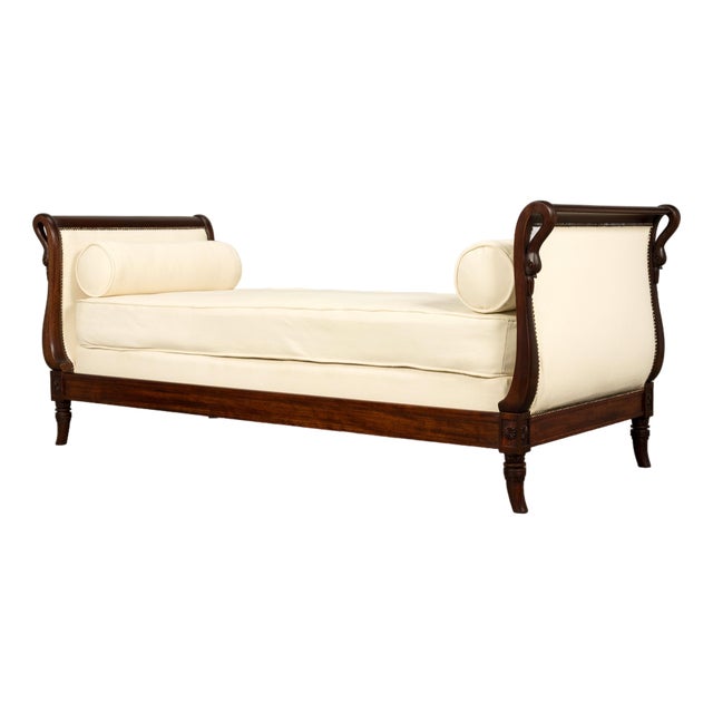 Early 19th Century French Empire Swan Neck Mahogany Daybed, Paris For Sale