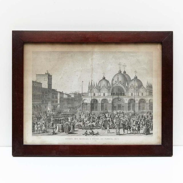 19th century Lithography of Venice in black and white In original condition, with wear consistent of age and use.