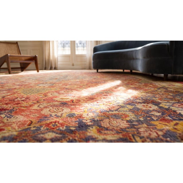 Red Early 20th Century N. Indian Amritsar Carpet ( 9'6" x 16'3" - 290 x 495 ) For Sale - Image 8 of 10