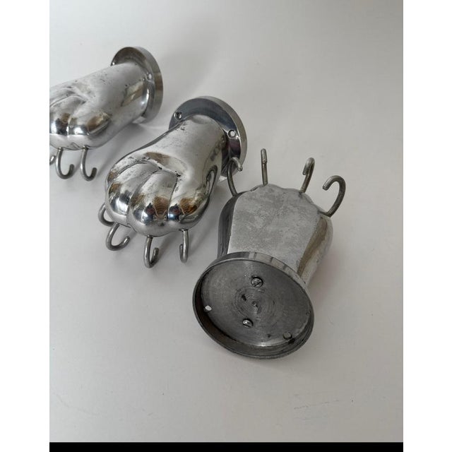 Metal Polished Aluminum Shape of Lion Paws Towel Holders, 1980s, Set of 3 For Sale - Image 7 of 11