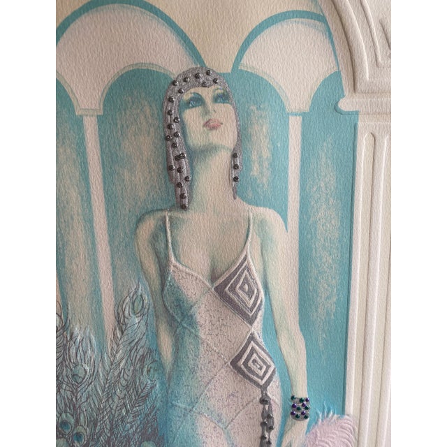 1980s 1980s Mixed Media Art Deco Wall Art by Mary Vickers. Signed For Sale - Image 5 of 13