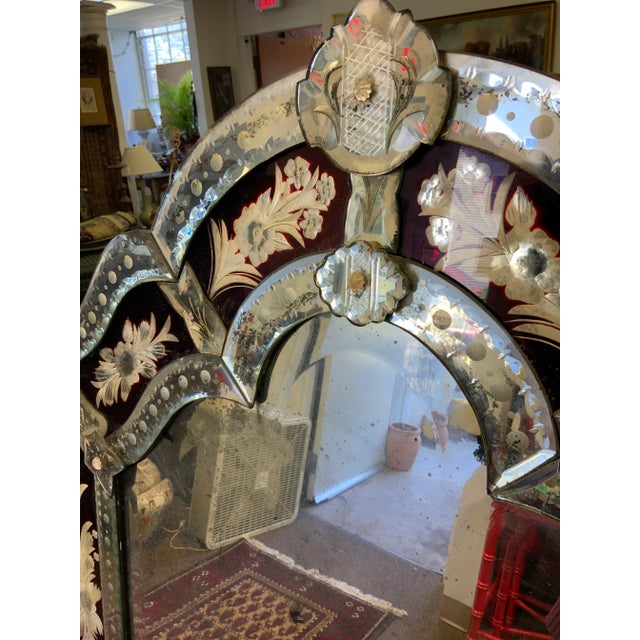 20th Century Large Etched Venetian Mirror For Sale - Image 4 of 14