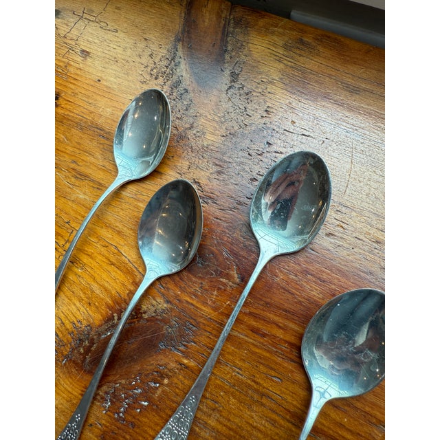Mid 20th Century Romance by Bjorn Rosenthal Sterling Silver 925 Teaspoons - Set of 7 For Sale In Philadelphia - Image 6 of 13