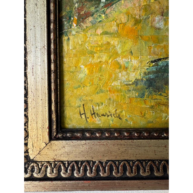 Vintage H. Hawick Impressionist Cityscape Oil on Canvas Painting, Framed For Sale - Image 9 of 11