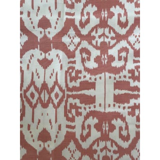 China Seas / Quadrillle Linen Cotton Fabric - Island Ikat Pattern - Salmon 2 Yards For Sale