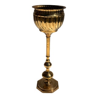 1970s Brass Standing Champagne Cooler / Planter For Sale