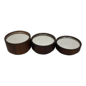 Vintage Mid‑Century Mirrored Wood Plateau / Coaster / Display Riser – Stacking Set of 3