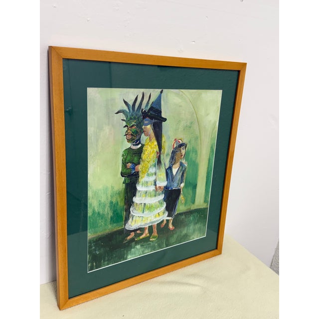 Design Plus Gallery presents a Vintage Painting by Artist Pedro Lobos (1919-1968). This expressive framed painting depicts...