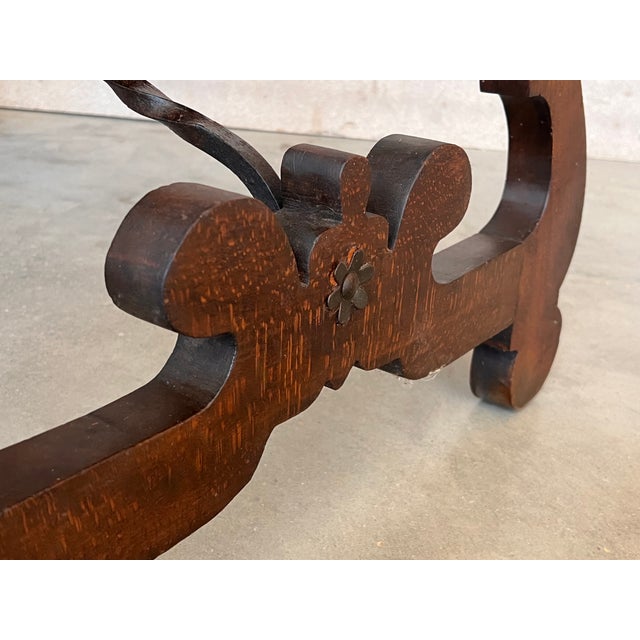 Walnut Ice Table With Carved Lyre Legs and Top, Spanish, 19th Century For Sale - Image 10 of 10
