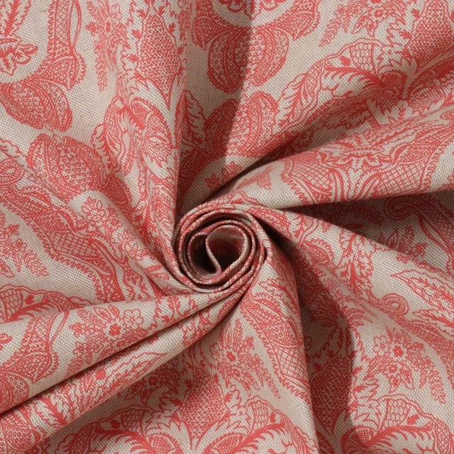 Siena Coral / Linen Fabric - Sample For Sale - Image 4 of 6