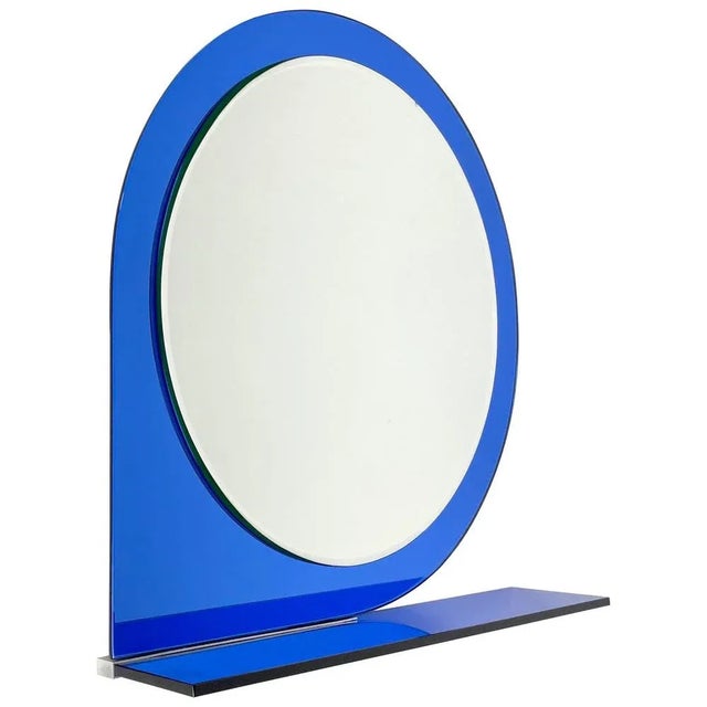 Mid-Century Blue Wall Mirror & Shelf by Sena Cristal, 1970s For Sale - Image 13 of 13