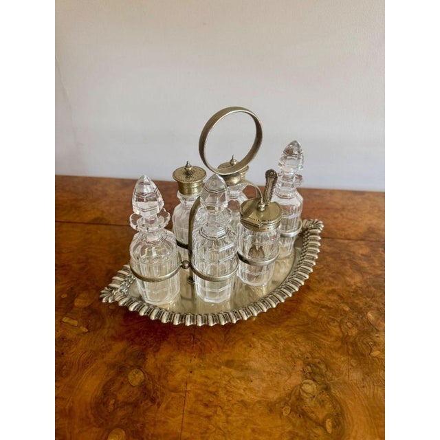 Antique Edwardian Silver-Plated Bottle Cruet Set, 1900, Set of 7 For Sale - Image 6 of 8