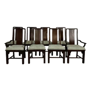 Set of 8 Chromecraft Asian Style Dining Chairs