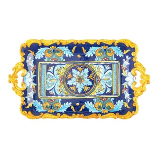 Collectible Majolica Scalloped Platter For Sale