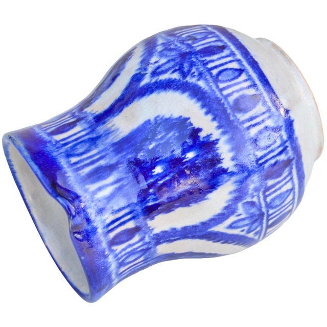 Mid 20th Century Blue Moorish-Patterned Ceramic Art Decorative Pitcher For Sale In New York - Image 6 of 8
