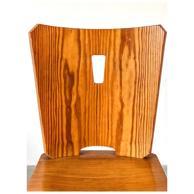 Set of Vintage Brutalist Pine Dining Chairs, in the style of Goran Malmvall, 1960s For Sale - Image 6 of 18