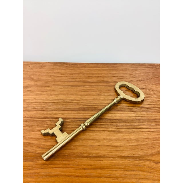 Vintage 12" Brass Skeleton Key For Sale - Image 4 of 6