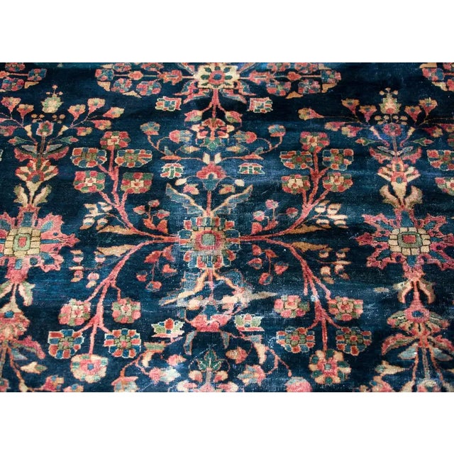 Navy Blue Early 20th Century Persian Sarouk Rug For Sale - Image 8 of 13