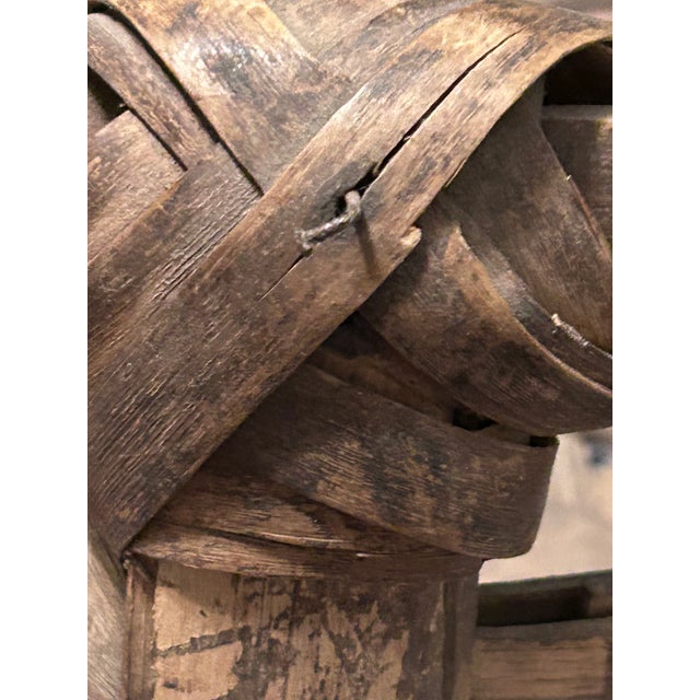 Antique/Vintage Appalachian Oak Weaved Work Basket With Runner/Skids Circe 1800-1905 Era For Sale - Image 10 of 15
