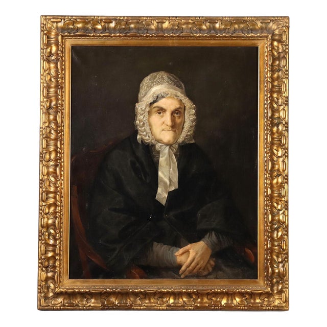 Lombard School Artist, Female Portrait, 19th Century, Oil Painting on Canvas, Framed For Sale