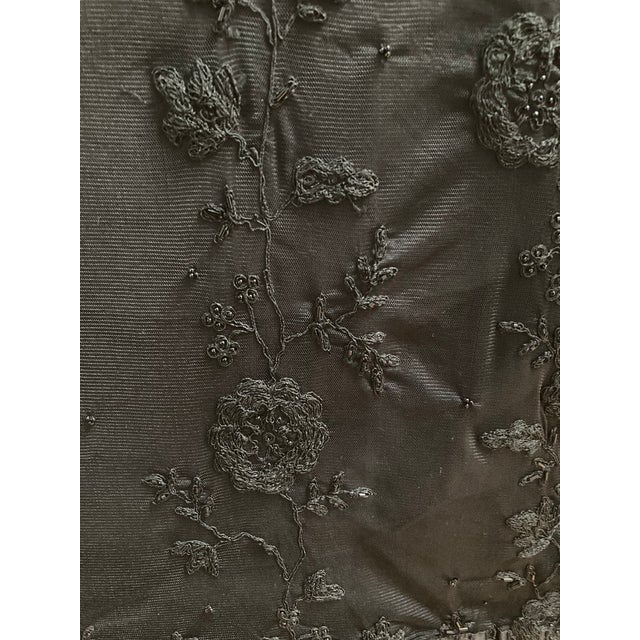 2010s Victorian Floral Embroidered Beaded Lace TulleTaffeta Throw / Table Runner For Sale - Image 5 of 8