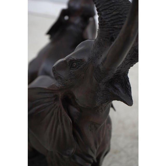 Metal Bronze Elephant Base Glass Top Dining Room Table For Sale - Image 7 of 12