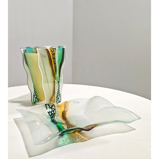 1980s Murano Glass Vase and Centerpiece by Mario Bizzotti, Italy, 1980s, Set of 2 For Sale - Image 5 of 15