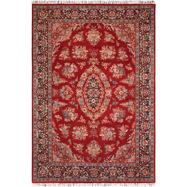 Medallion Elegant 1990's Pak-Persian Red/Blue Wool Rug - 6'0'' X 9'3'' For Sale - Image 9 of 9