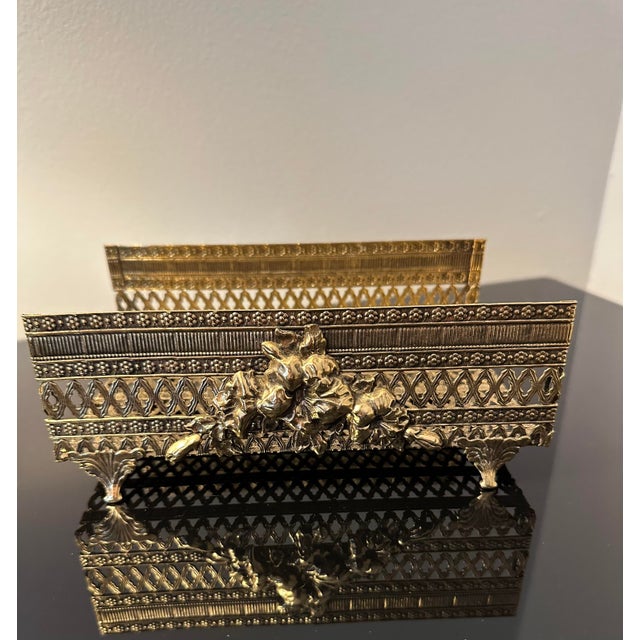 Hollywood Regency Vintage Gold Tone Filigree Metal Tissue Box For Sale - Image 3 of 7
