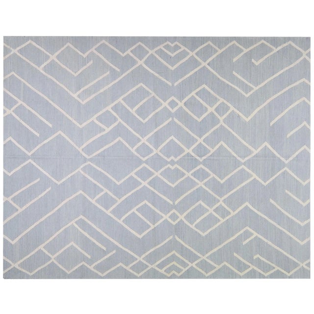 1960s Vintage Moroccan Hand Made Natural Color Organic Wool Modern Kilim,6'9"x8'8" For Sale - Image 5 of 5