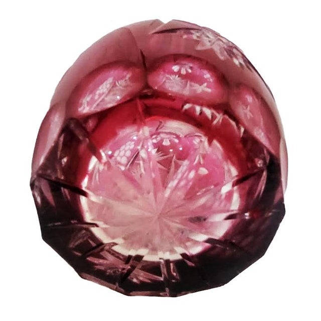 1960s Vintage Nachtmann Traube Cranberry Cut to Clear Crystal Wine Carafe Grape Pattern For Sale - Image 5 of 5